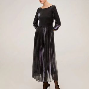 Mango Metallic pleated dress